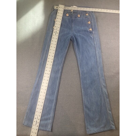 Etienne Marcel Wide Leg Trouser Mariner Nautical Gold Buttons Jeans sz 24 / 2 - Picture 10 of 10